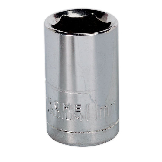 Sealey 11mm 1/4"D Metric WallDrive Chrome Socket Standard Length 6 Point S1411