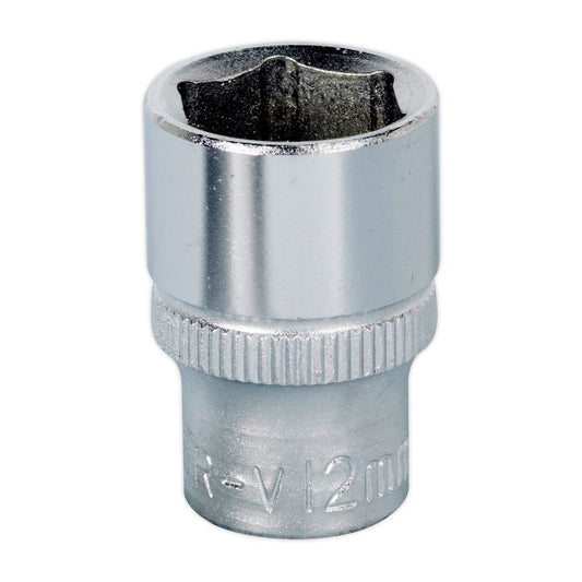 Sealey 12mm 1/4"D Metric WallDrive Chrome Socket Standard Length 6 Point S1412
