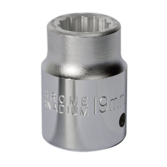 Sealey 19mm 3/4"Sq Drive Standard WallDrive Socket 12pt Chrome S34/19