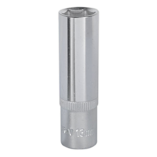 Sealey 13mm Deep 3/8"Sq Drive WallDrive Socket Chrome  Hardened Tempered S3813D