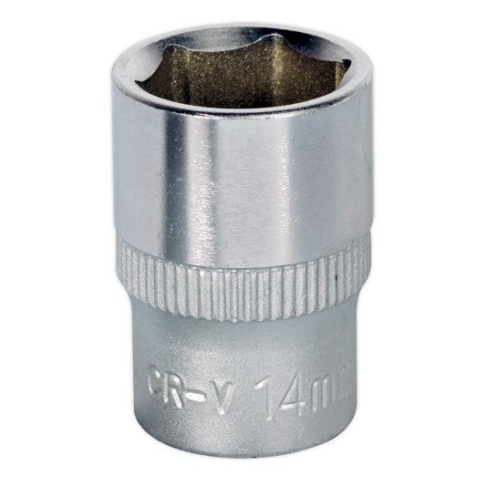 Sealey 3/8"Sq Drive Socket 14mm WallDrive Chrome Standard Length S3814
