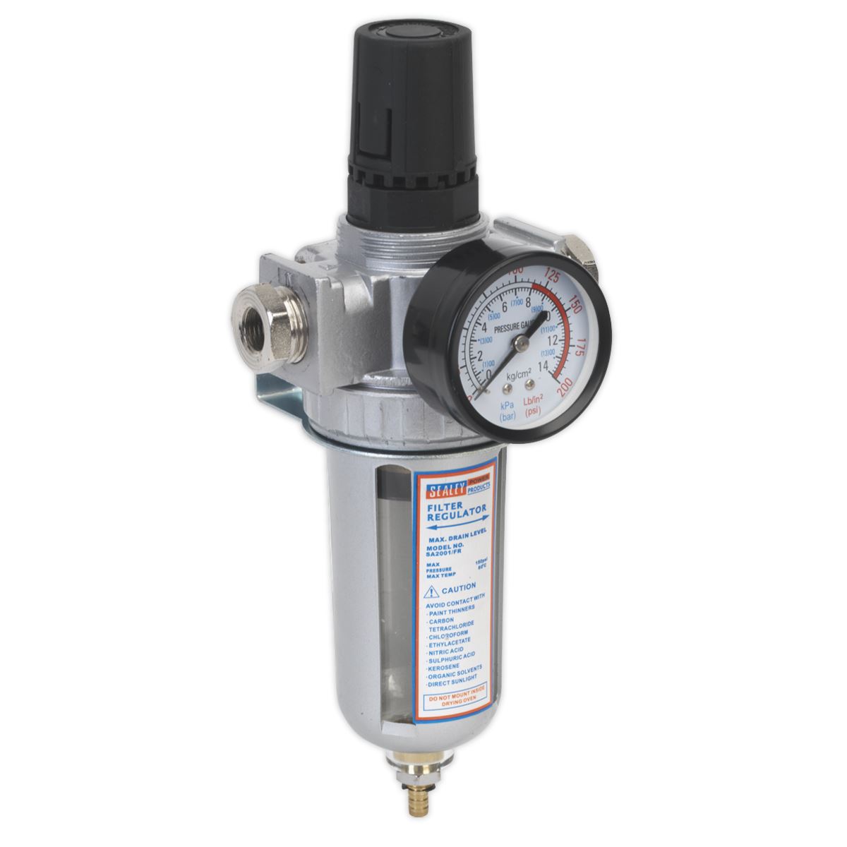 Sealey Air Filter Regulator with Gauge Airflow 70cfm SA2001/FR