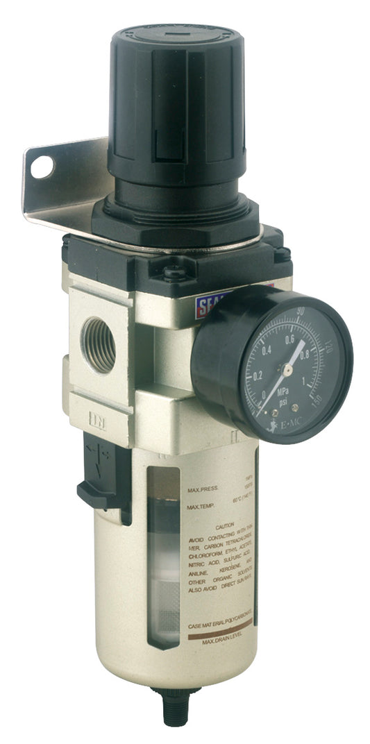 Sealey Air Filter Regulator Auto Drain Max Airflow 140cfm SA206FRAD