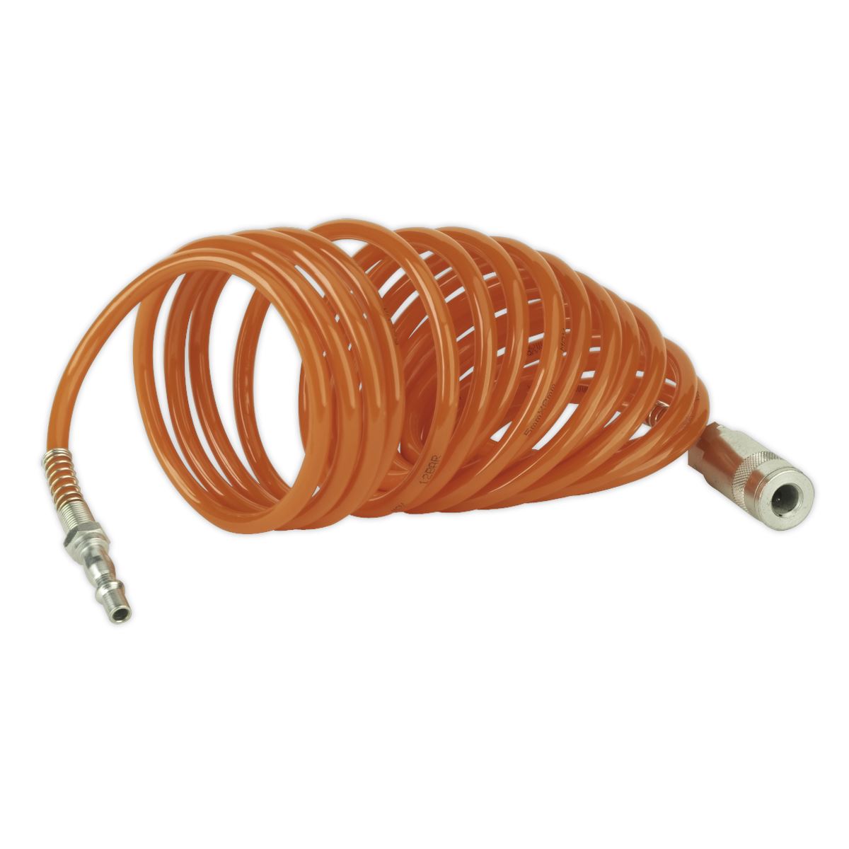 Sealey PE Coiled Air Hose 5m x 5mm with Quick Release Couplings SA305