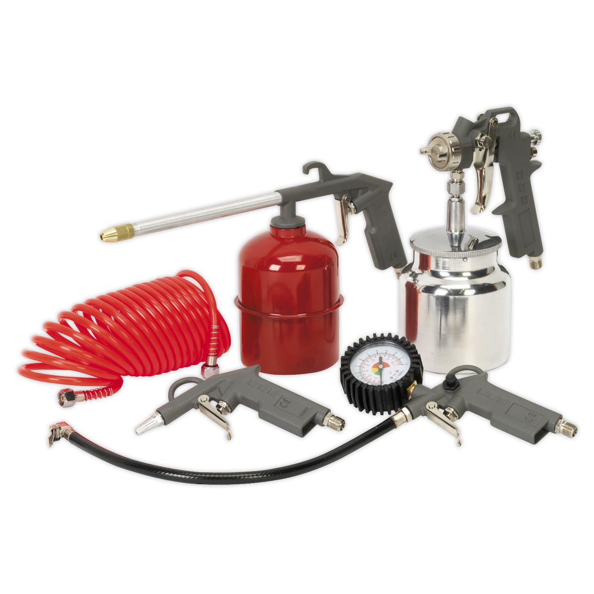 Sealey Air Accessory Kit 5pc Spray & Paraffin Gun Tyre Inflator Air Hose SA33/S