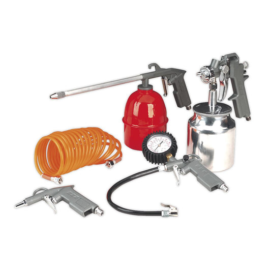 Sealey Air Accessory Kit 5pc Spray & Paraffin Gun Tyre Inflator Air Hose SA33/S