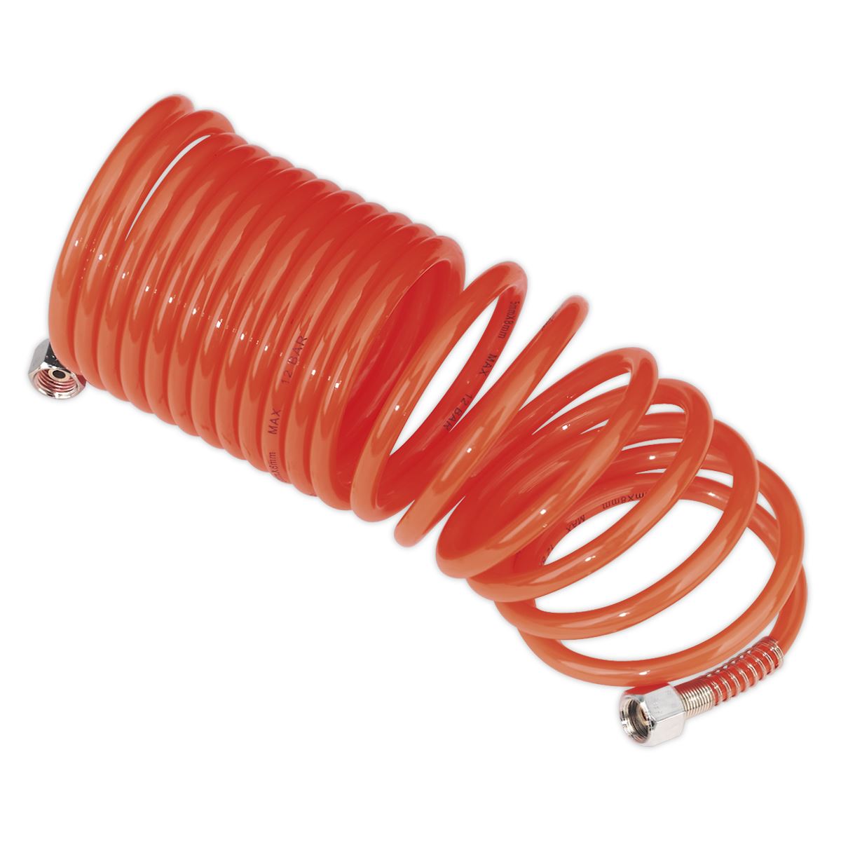 Sealey PE Coiled Air Line Hose 5m x 5mm With 1/4"BSP Unions SA335