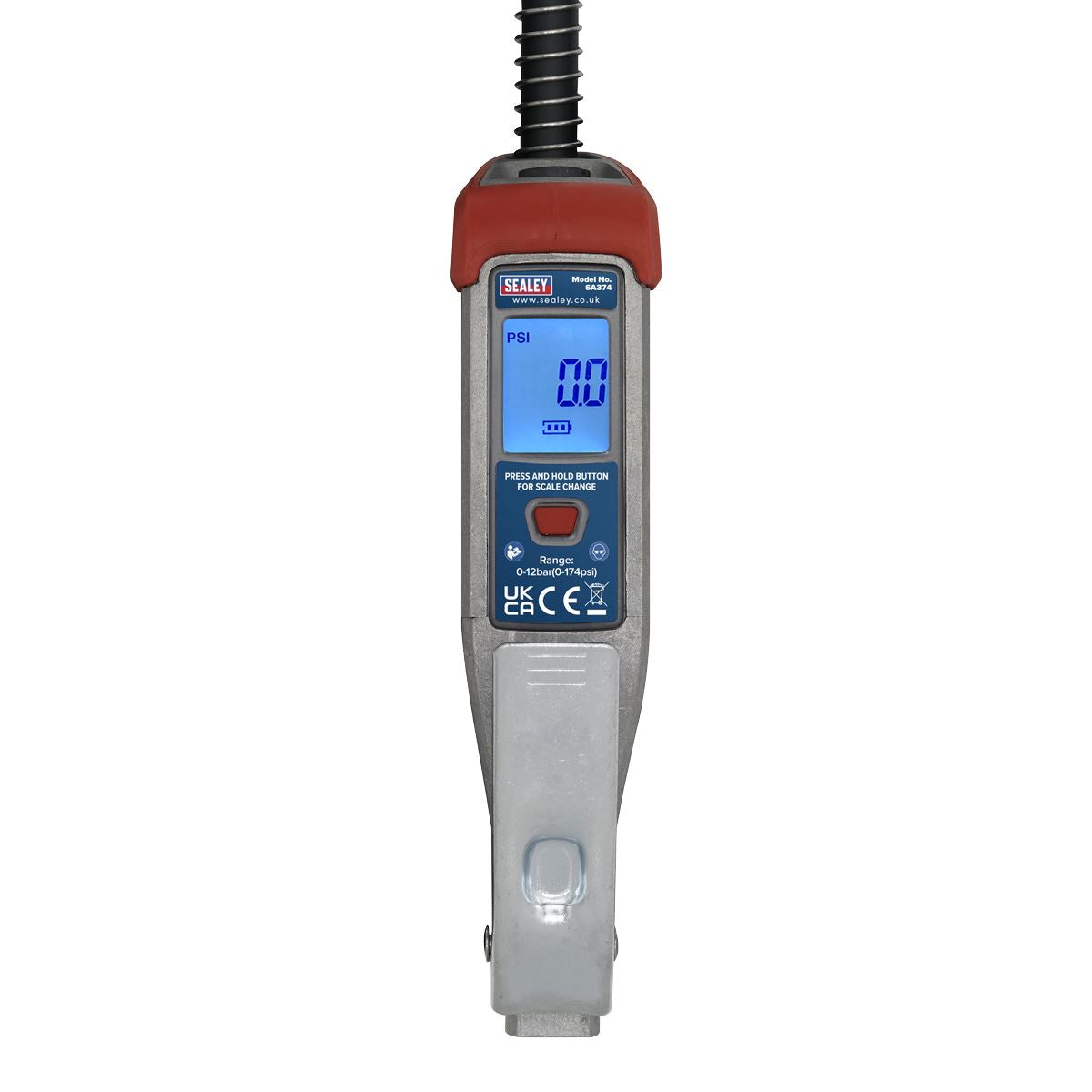 Sealey Digital Tyre Inflator 0.5m Hose with Twin Push-On Connector SA374