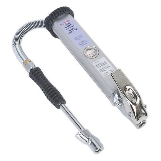 Sealey Tyre Inflator Long Type with Twin Push-On Connector SA39