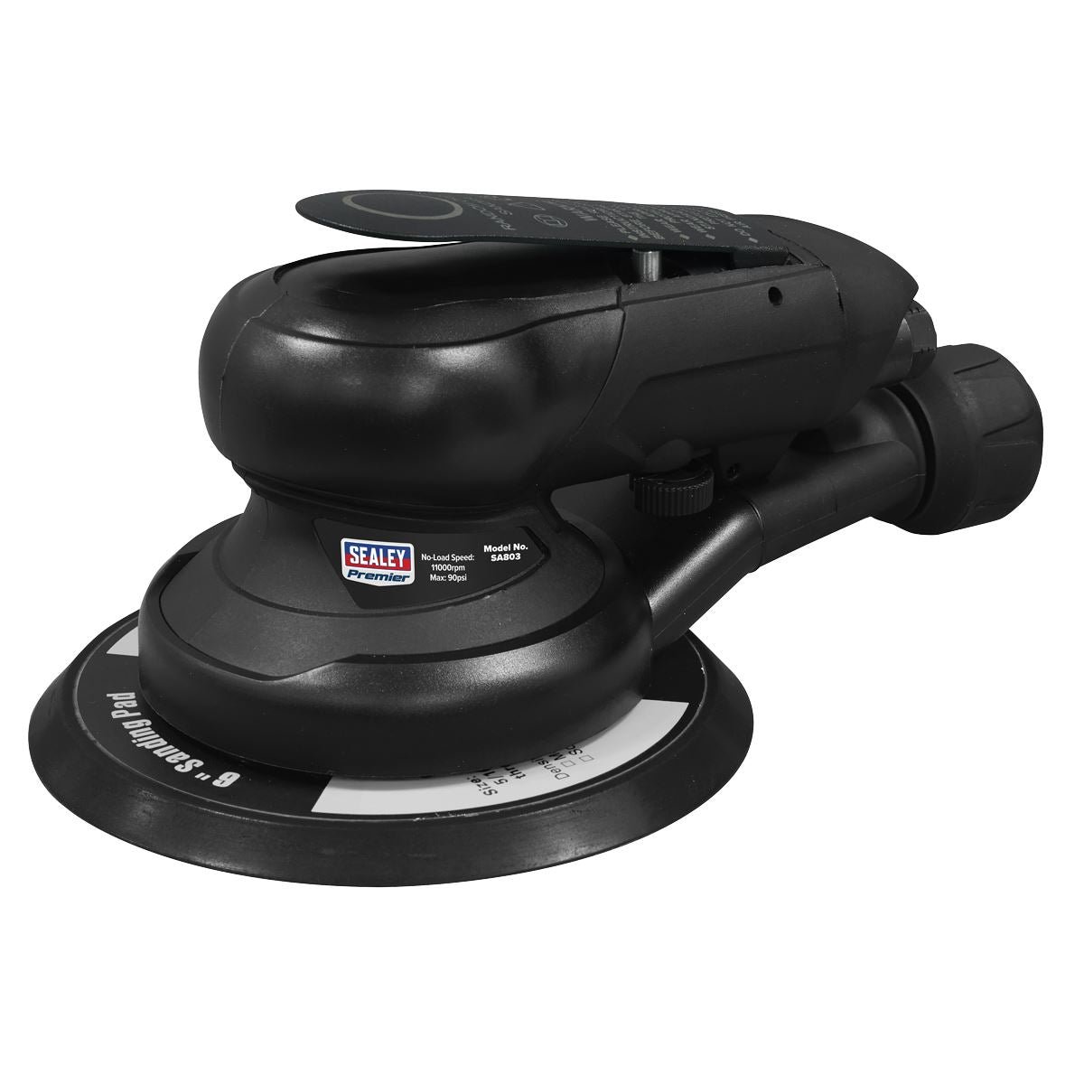 Sealey Air Palm Orbital Sander 6" 150mm Dust Free Speed 11000rpm SA803
