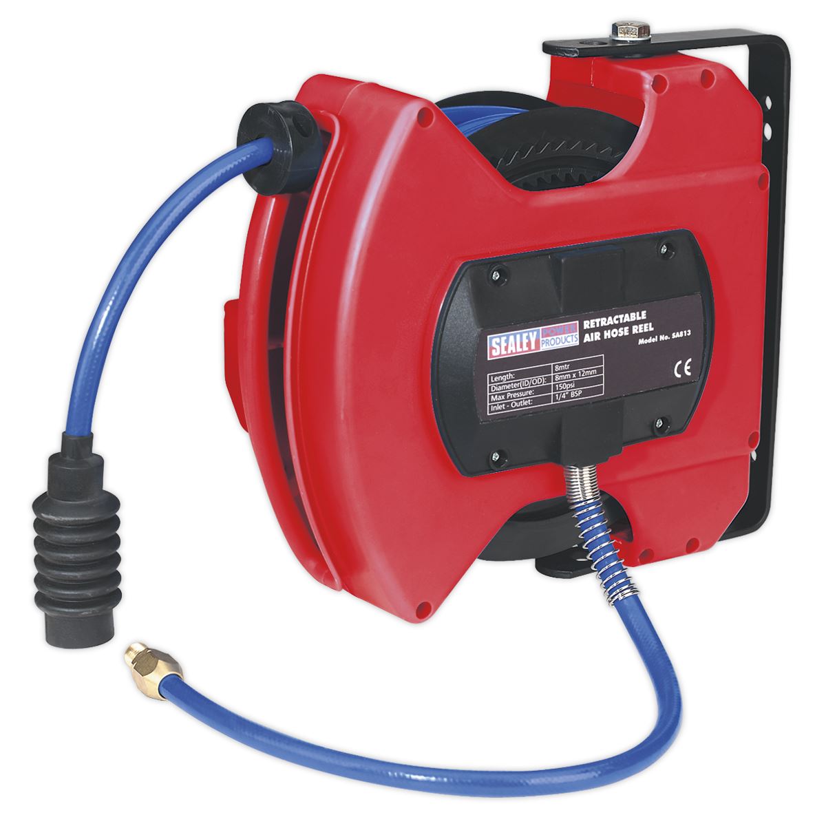 Sealey Retractable Air Hose Reel 10 Metre 8mm ID - PU Hose SA813