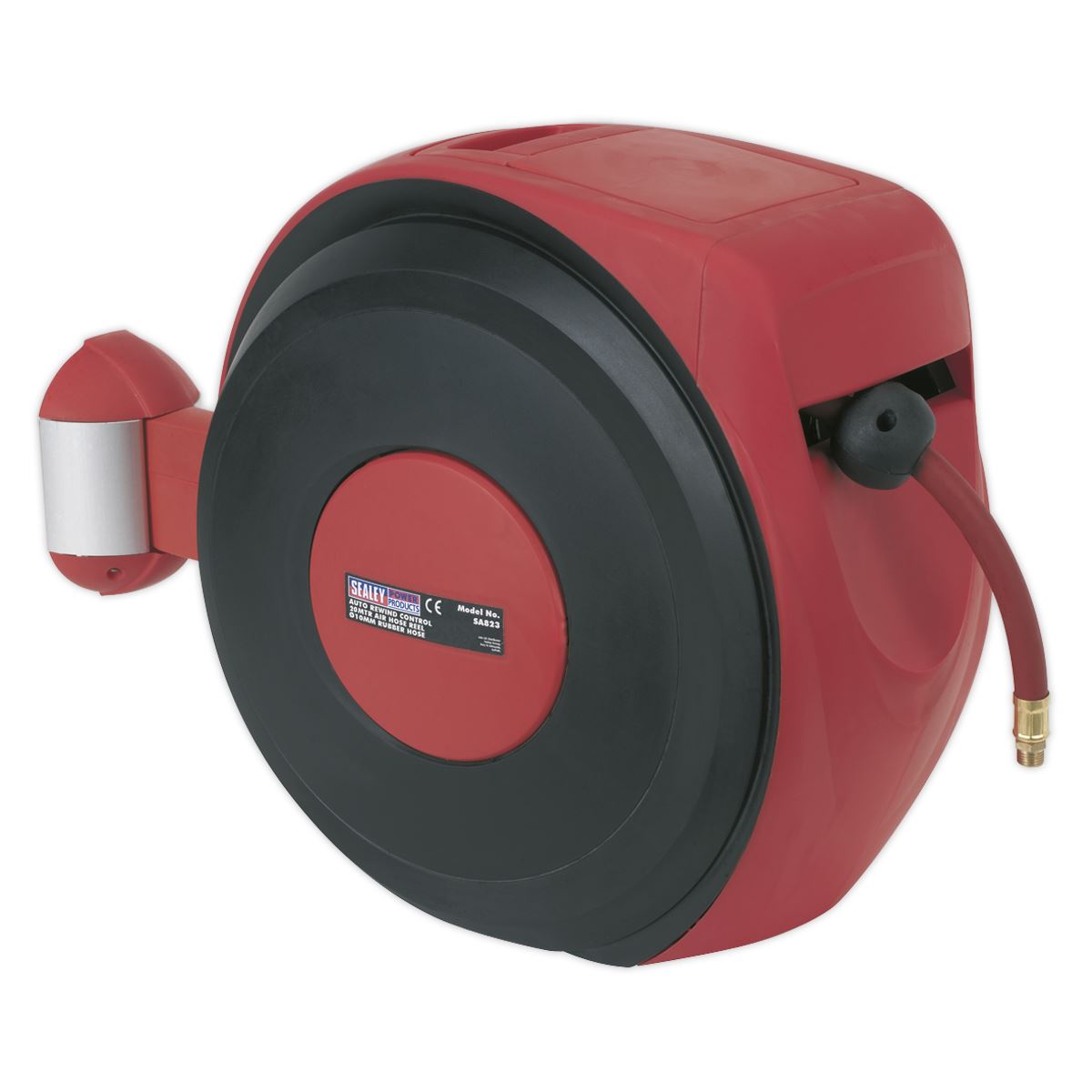 Sealey Air Hose Reel Auto Rewind Control 20 Metre 10mm ID  Rubber Hose SA823