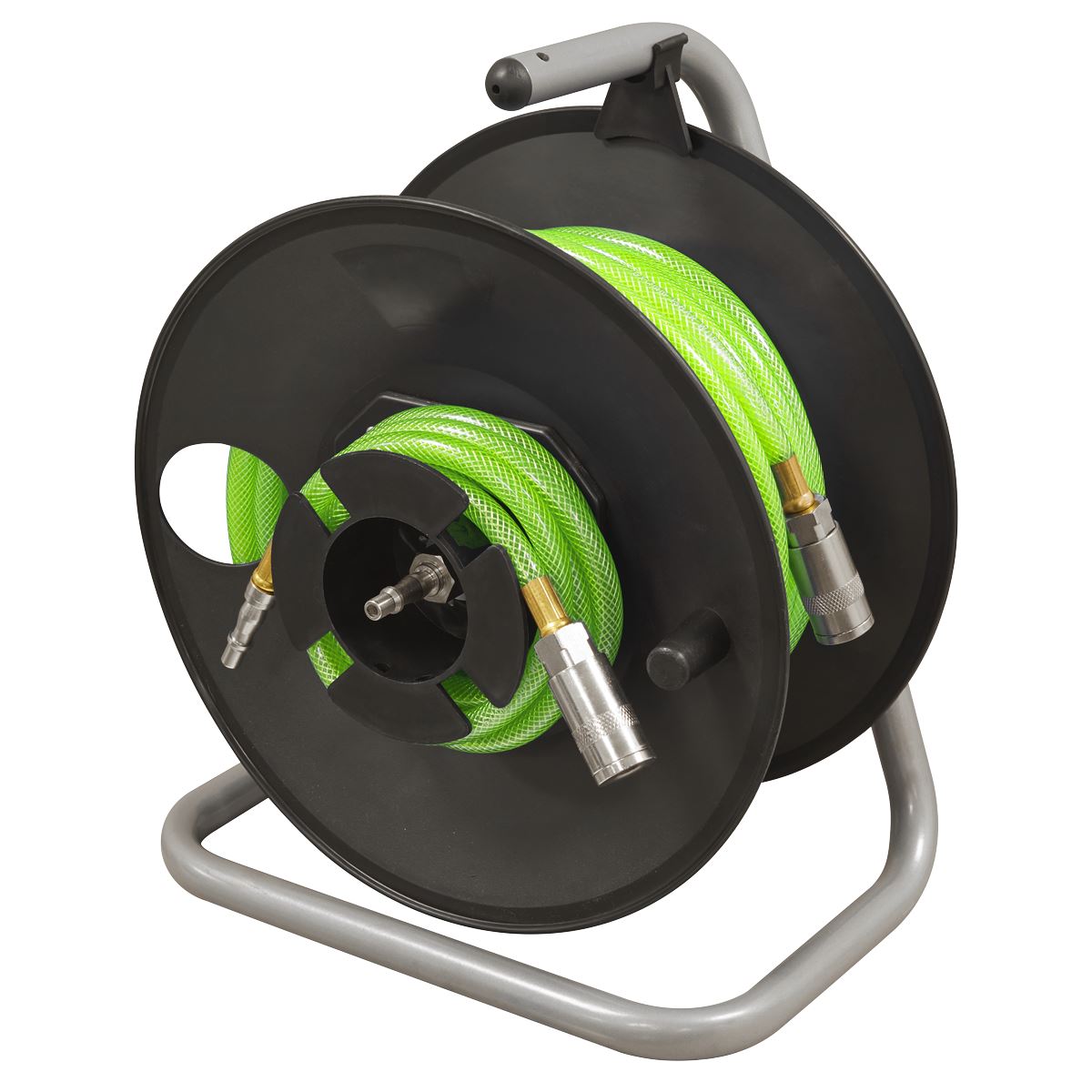 Sealey 20m Portable Manual Air Hose Reel 6mm ID Max 300psi Braided PVC SA825