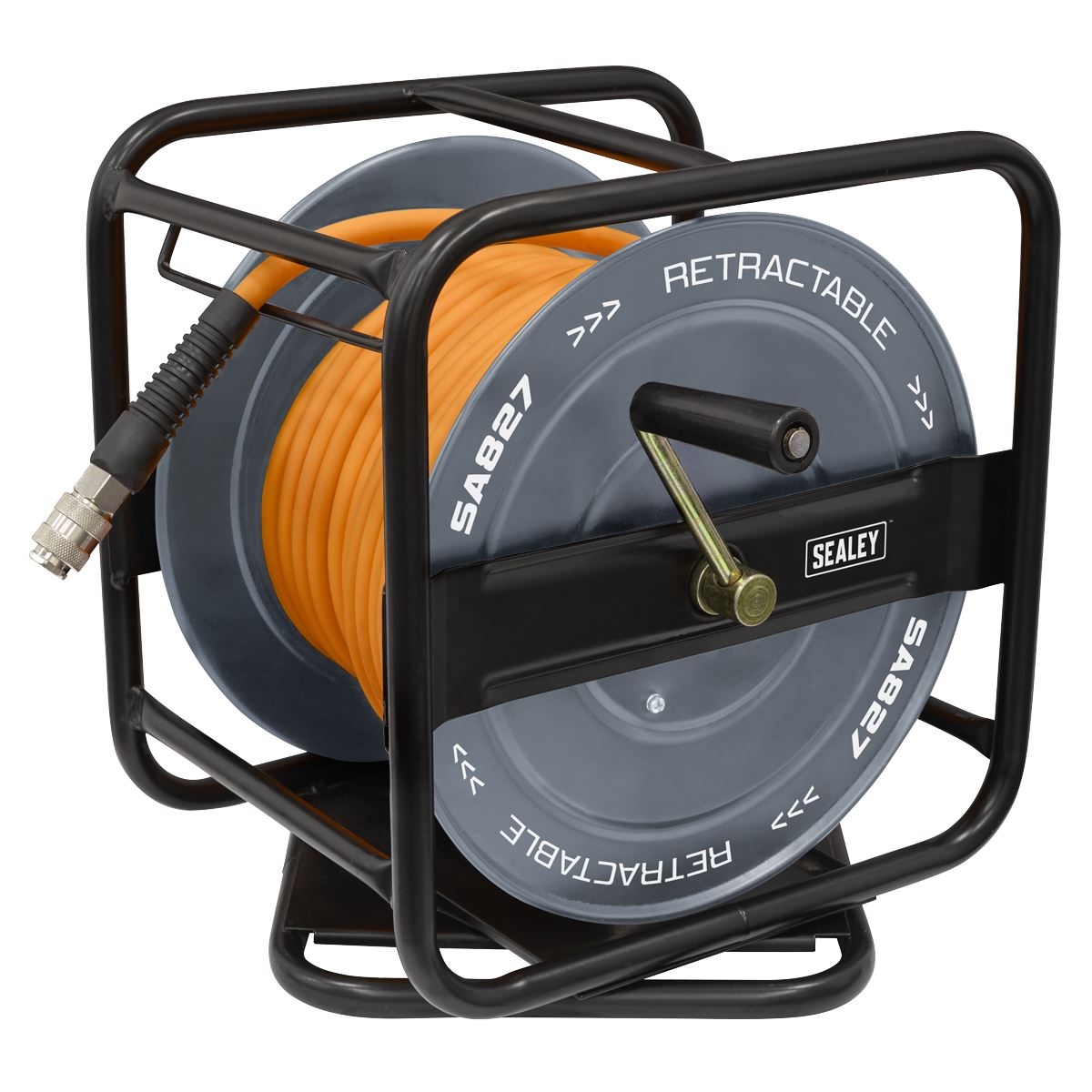Sealey 30m Swivel Air Hose Reel 6mm ID 1/4" Male Connectors 1m Inlet Hose SA827