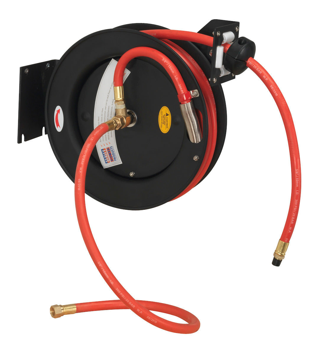 Sealey Retractable Air Hose Steel Reel 8 Metre 10mm ID Rubber Hose SA84