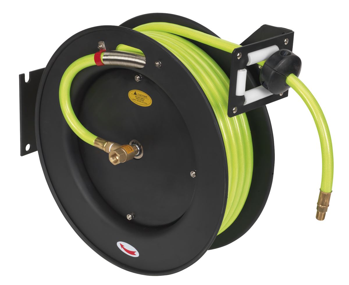 Sealey Retractable Air Hose Metal Reel 15 Metre 10mm ID High-Visibility TPR Hose SA841HV