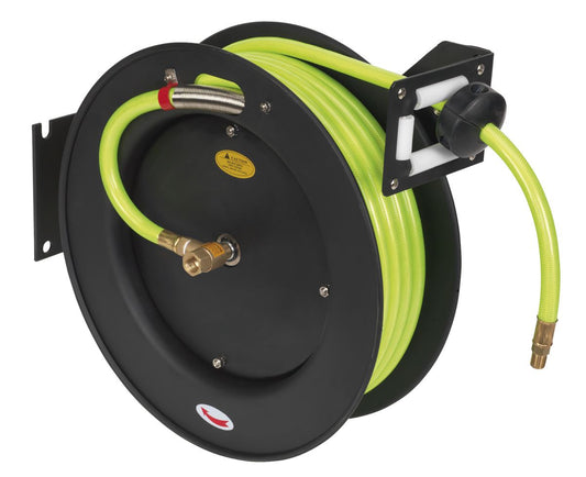 Sealey Retractable Air Hose Metal Reel 15 Metre 10mm ID High-Visibility TPR Hose SA841HV