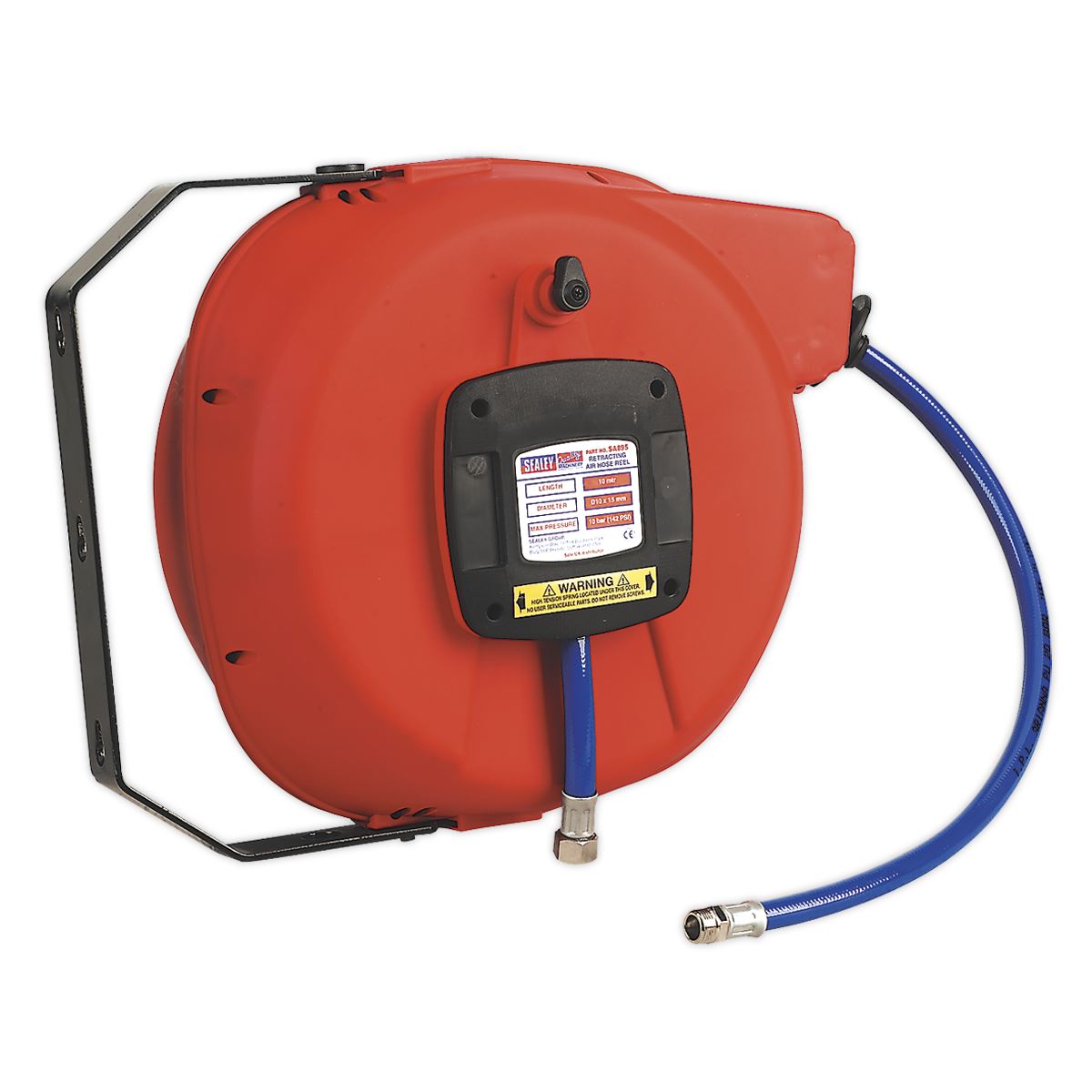 Sealey Retractable Air Hose Reel HD Mechanism 10 Metre 10mm ID PU Hose SA895