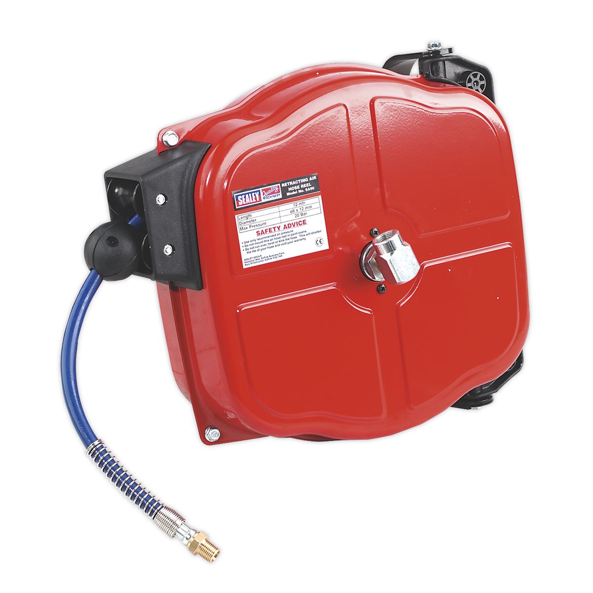 Sealey Retractable Air Hose Reel 12 Metre 8mm ID TPU Hose SA90
