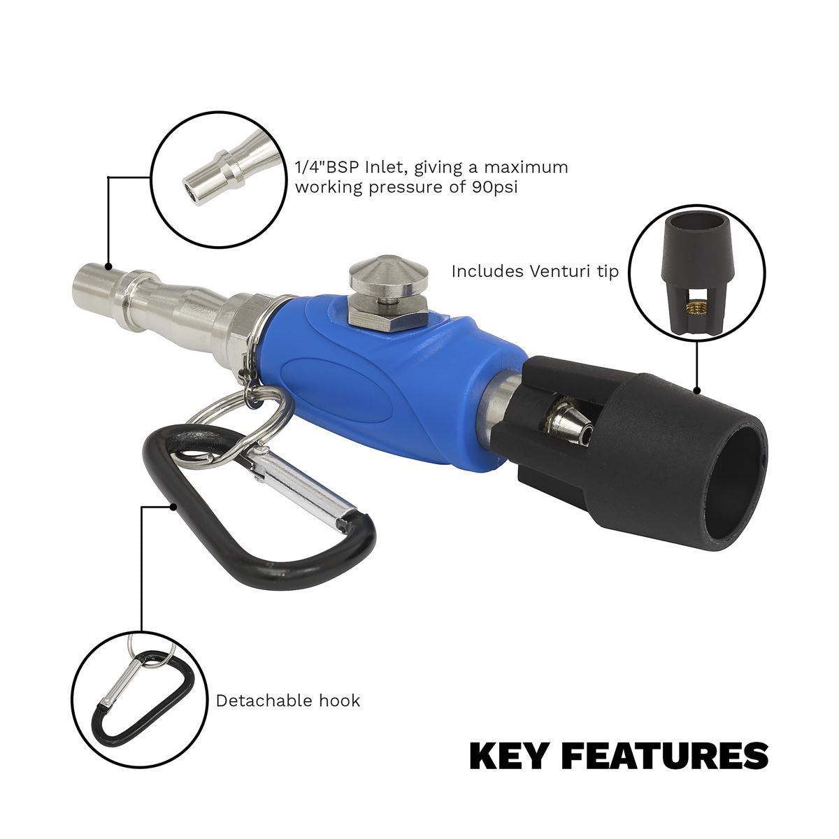 Sealey Venturi Tip Mini Air Blow Gun For Increased Airflow SA904