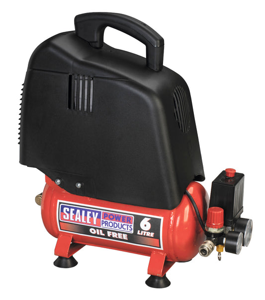 Sealey Air Compressor 6L Belt Drive 1.5hp Oil Free SAC00615