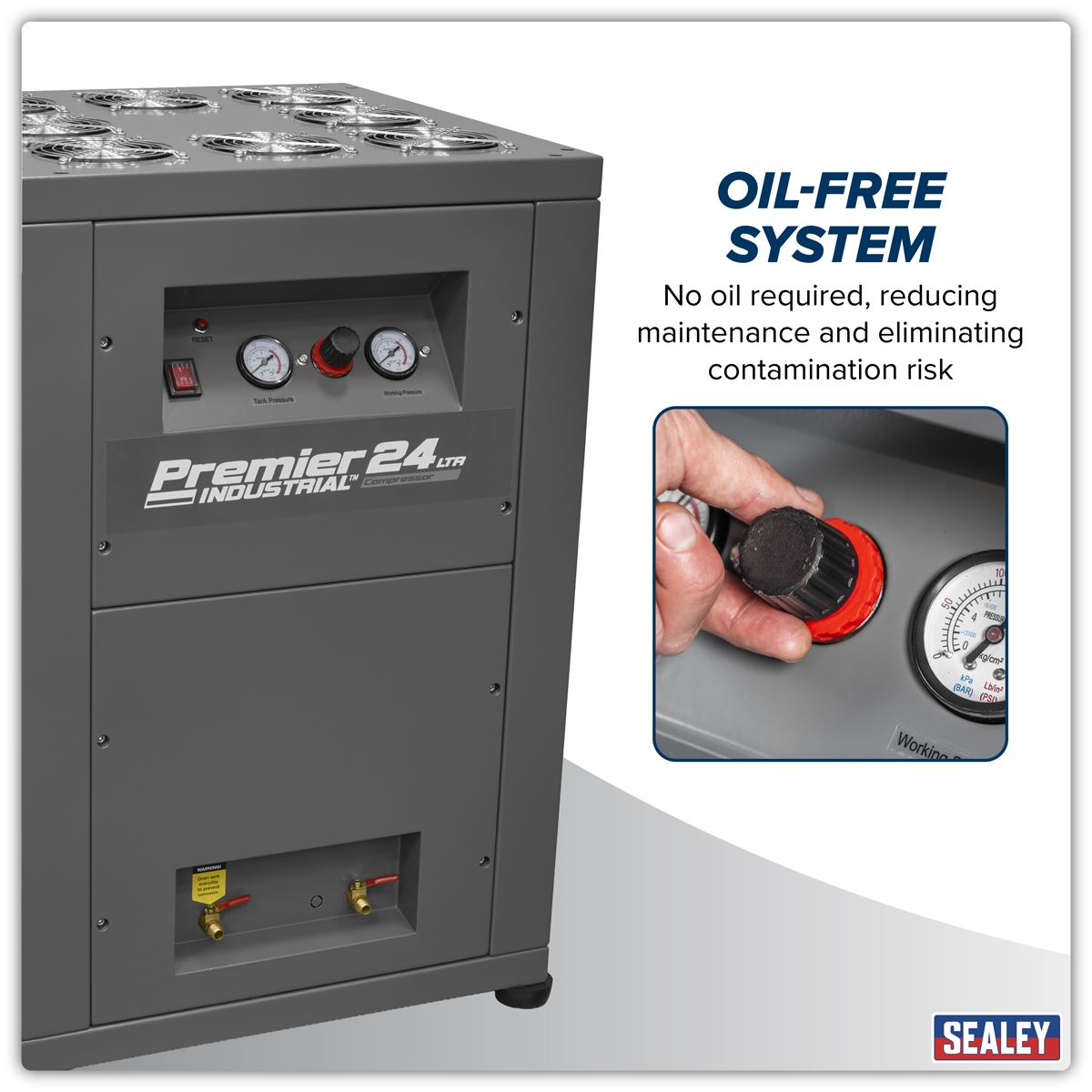 Sealey  24L Oil Free Low Noise Direct Drive Air Compressor 3hp SAC01VLN
