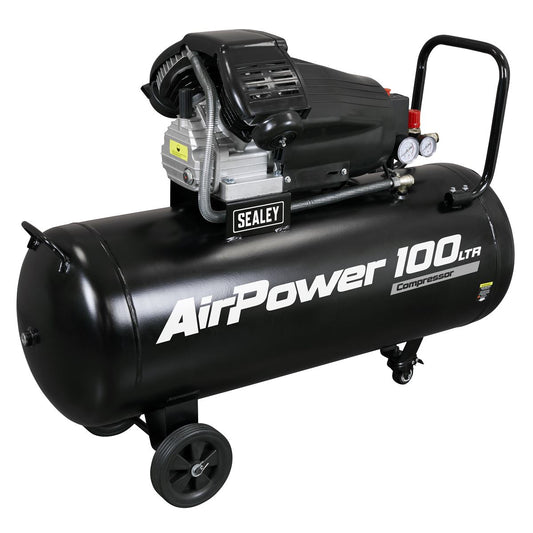 Sealey 100L V-Twin Direct Drive Air Compressor 3hp 230V 13A Portable SAC10030VA