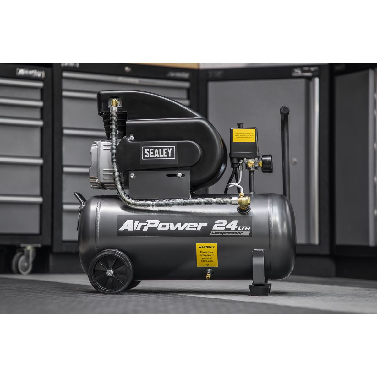 Sealey Air Compressor 24L Direct Drive 2hp 4pc Air Accessory Kit SAC2420APK