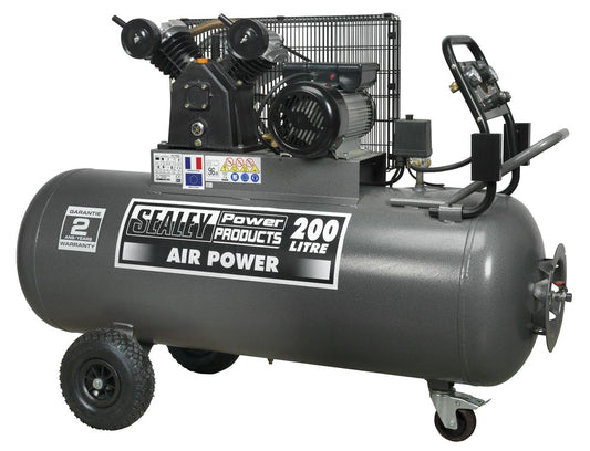 Sealey Air Compressor 200L Belt Drive 3hp with Front Control Panel SAC3203B