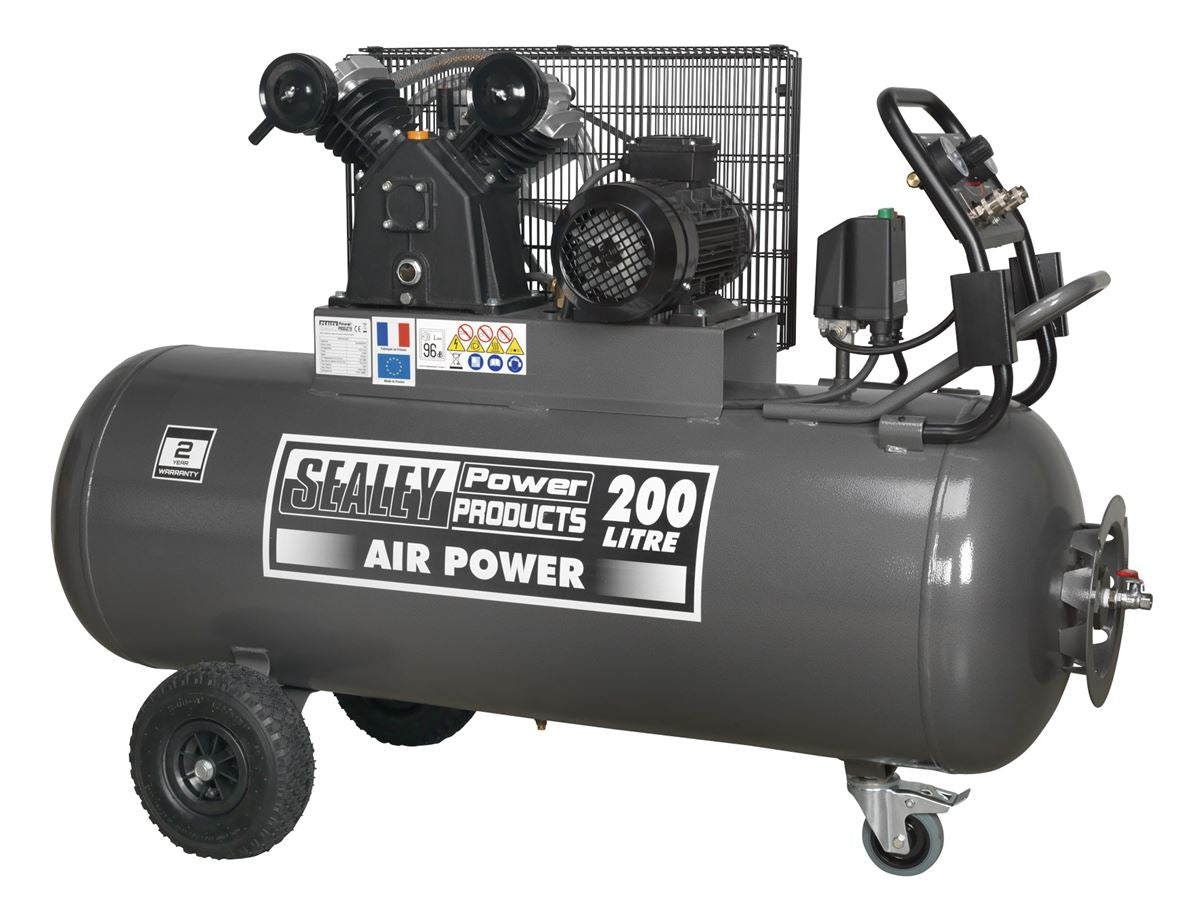 Sealey Air Compressor 200L Belt Drive 3hp Control Panel 415V 3ph SAC3203B3PH