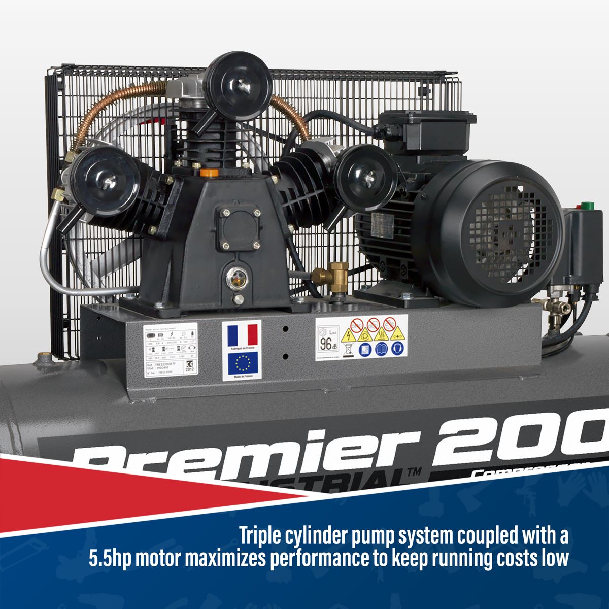 Sealey Air Compressor 200L Belt Drive 5.5hp 3ph SAC32055B