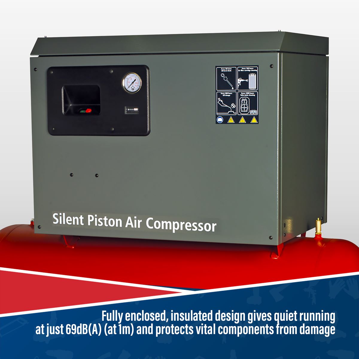 Sealey Air Compressor 270L Belt Drive 5.5hp 3ph 2-Stage Low Noise SAC42755BLN