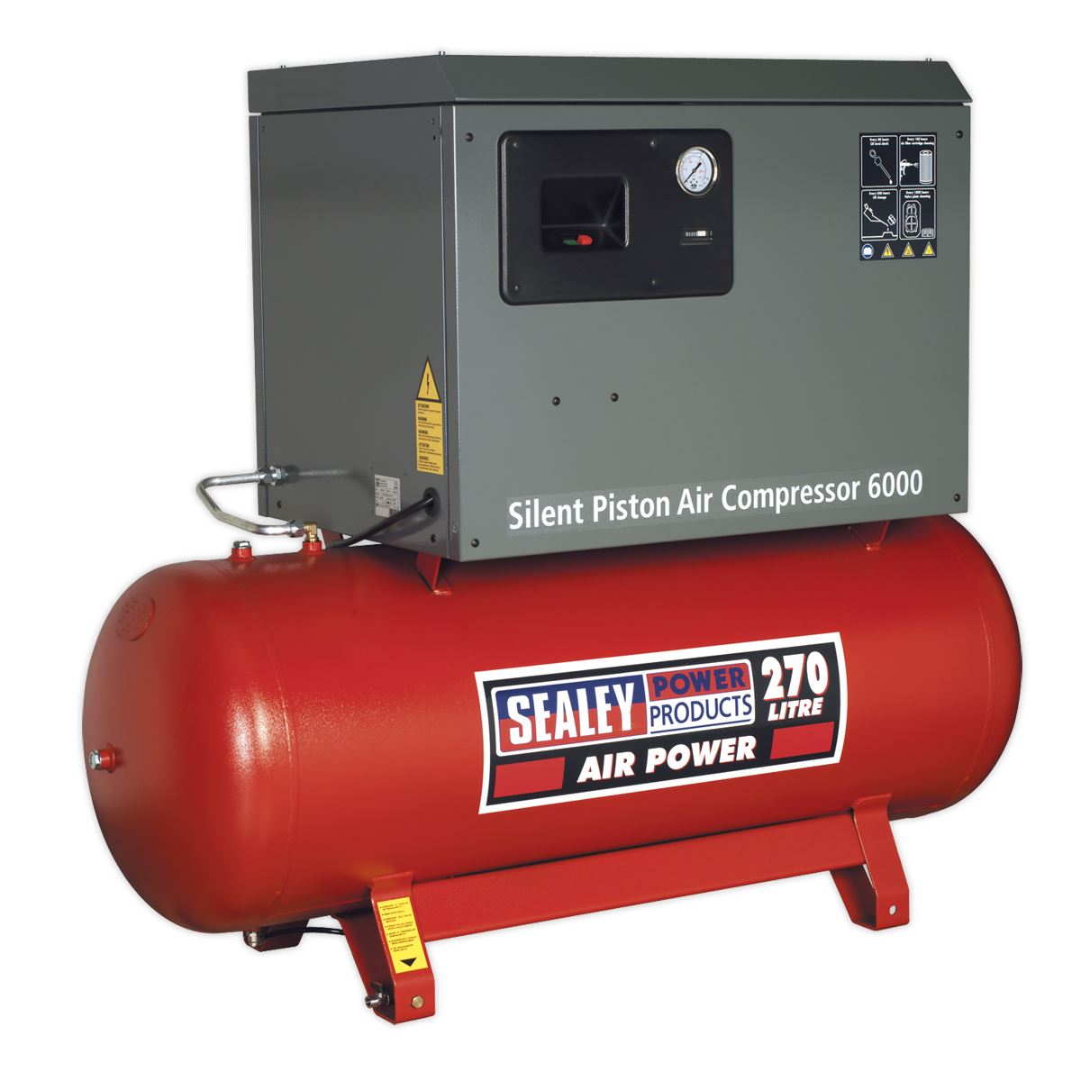 Sealey Air Compressor 270L Belt Drive 5.5hp 3ph 2-Stage Low Noise SAC42755BLN