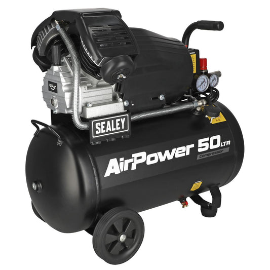 Sealey 50L V-Twin Direct Drive Air Compressor 3hp 230V 13A Portable SAC5030VA