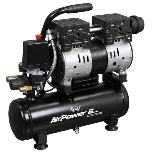 Sealey 6L Oil Free Low Noise Direct Drive Air Compressor 1hp 230V/13A SAC6000S