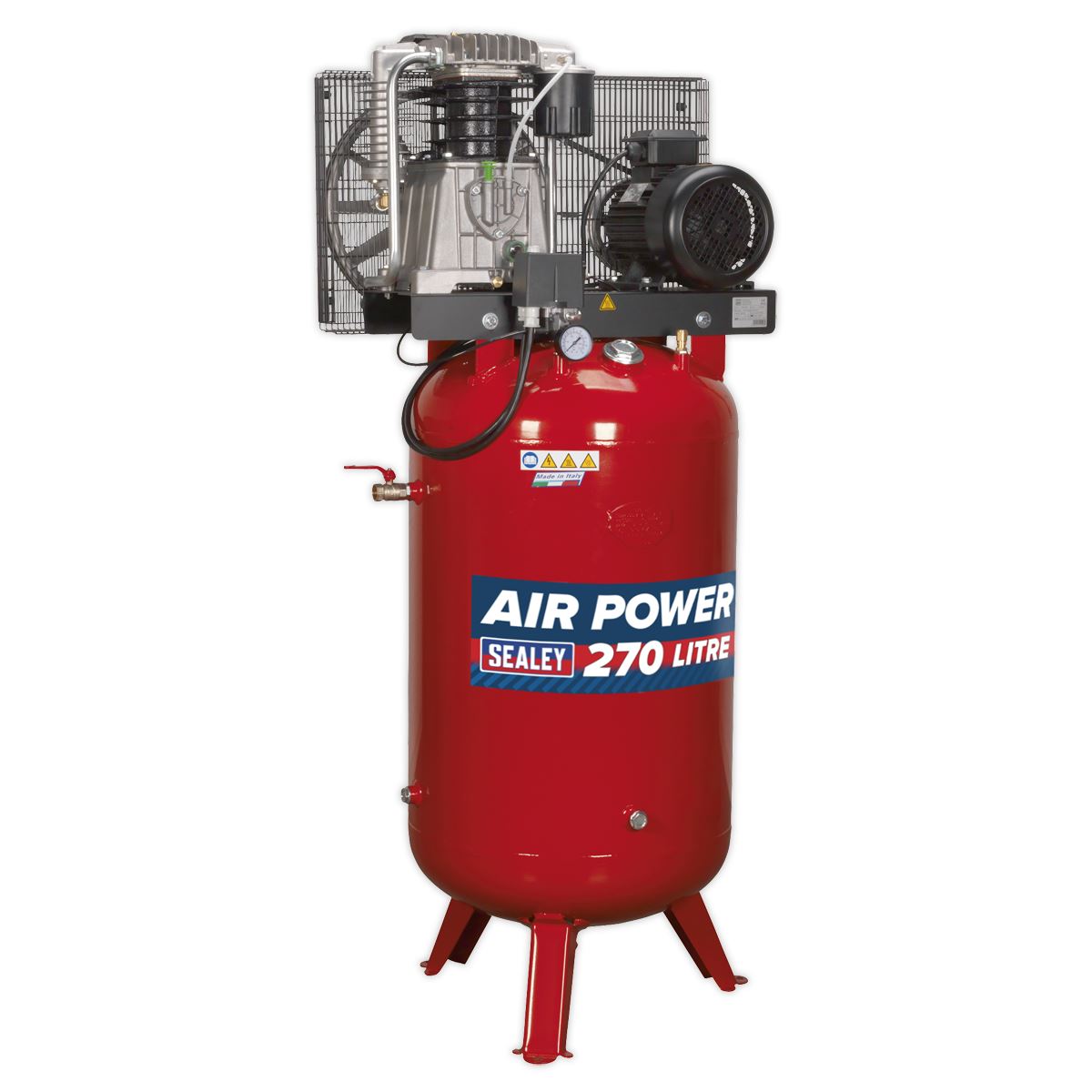 Sealey Air Compressor 270L Vertical Belt Drive 7.5hp 3ph 2 Stage SACV52775B
