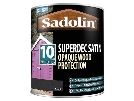 Sadolin Superdec Opaque Wood Protection Black Satin 1 litre SAD5028828