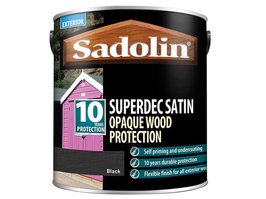 Sadolin Superdec Opaque Wood Protection Black Satin 2.5 litre SAD5028829