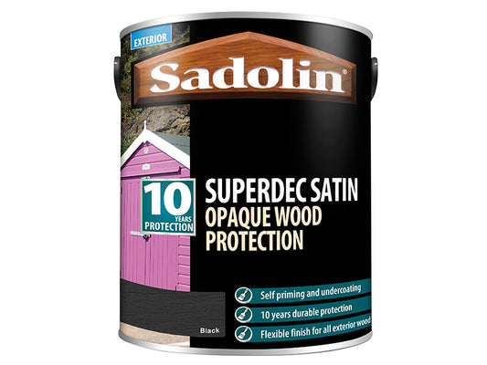 Sadolin Superdec Opaque Wood Protection Black Satin 5 litre SAD5028830