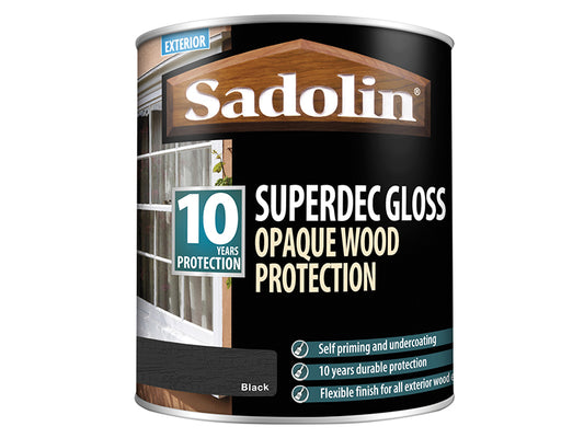 Sadolin Superdec Opaque Wood Protection Black Gloss 1 litre SAD5028853