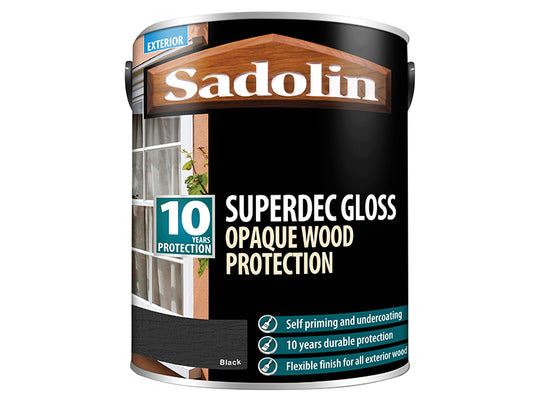 Sadolin Superdec Opaque Wood Protection Black Gloss 5 litre SAD5028855