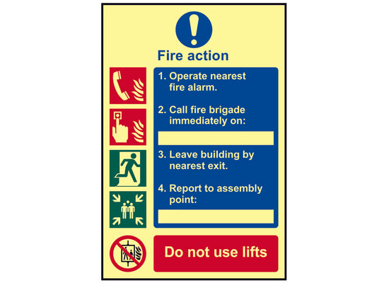 Scan Fire Action Procedure - Photoluminescent Sign 200 x 300mm SCA0202