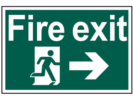 Scan Fire Exit Running Man Arrow Right - PVC Sign 300 x 200mm SCA1504