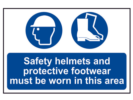 Scan Safety Helmets & Footwear To Be Worn - PVC Sign 600 x 400mm SCA4001