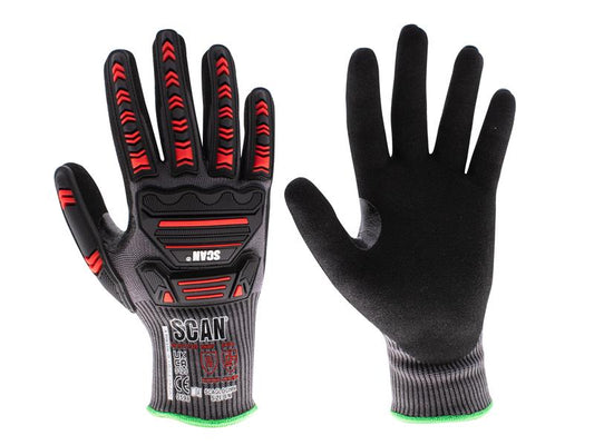 Scan Nitrile Palm Impact Cut D Gloves L Size 9 For Wet And Dry SCAGLOCIML