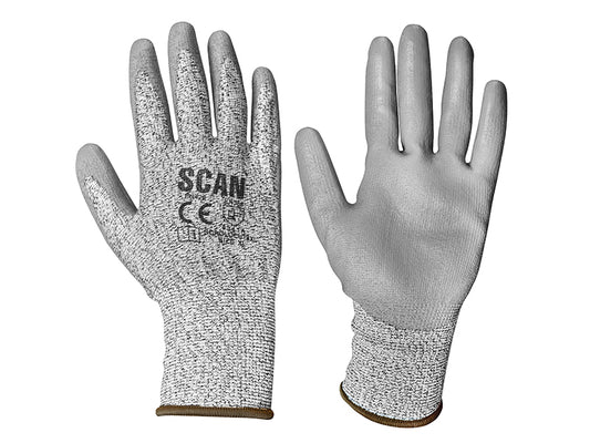 Scan Grey PU Coated Cut 3 Gloves - XL (Size 10) SCAGLOCUT3XL