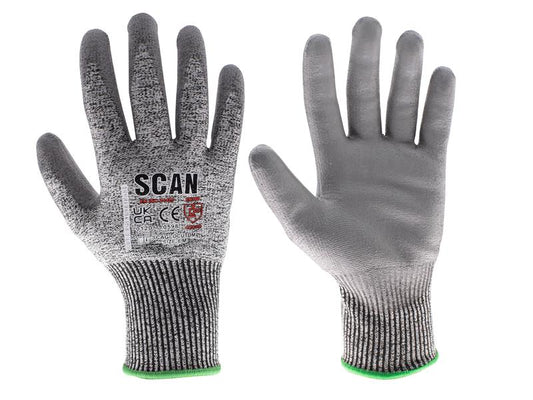 Scan PU Palm Cut D Gloves L Size 9 Warehouse Applications etc SCAGLOCUTDL