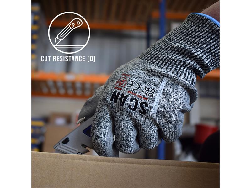 Scan PU Palm Cut D Gloves XL Size 10 Warehouse Applications etc SCAGLOCUTDXL
