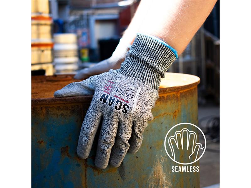 Scan PU Palm Cut D Gloves XL Size 10 Warehouse Applications etc SCAGLOCUTDXL