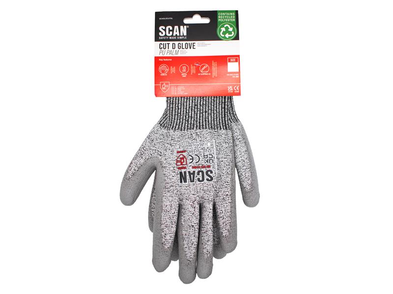 Scan PU Palm Cut D Gloves M Size 8 Warehouse Applications etc SCAGLOCUTDM